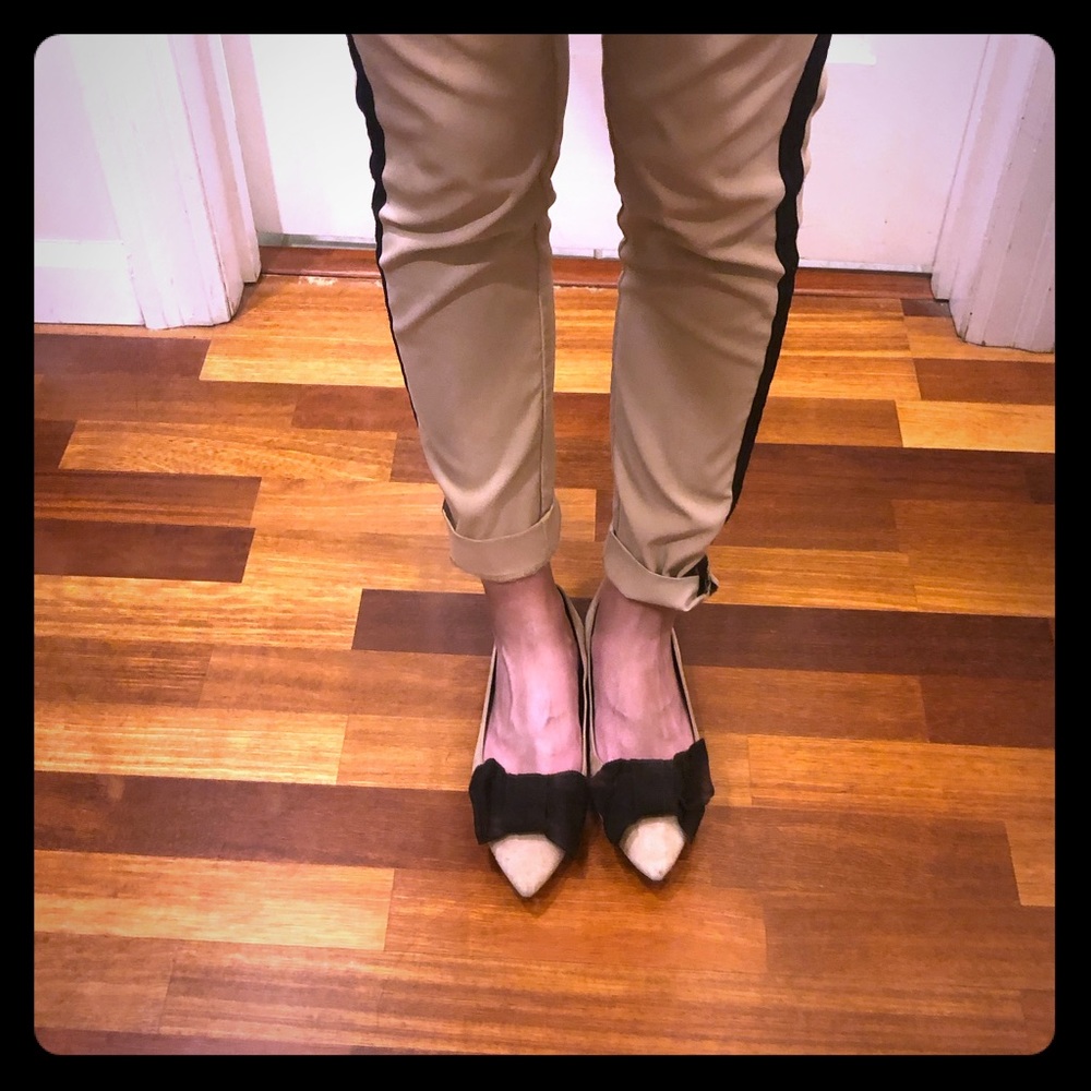 Prada nude/cream flat with bow, 5.5 calfskin